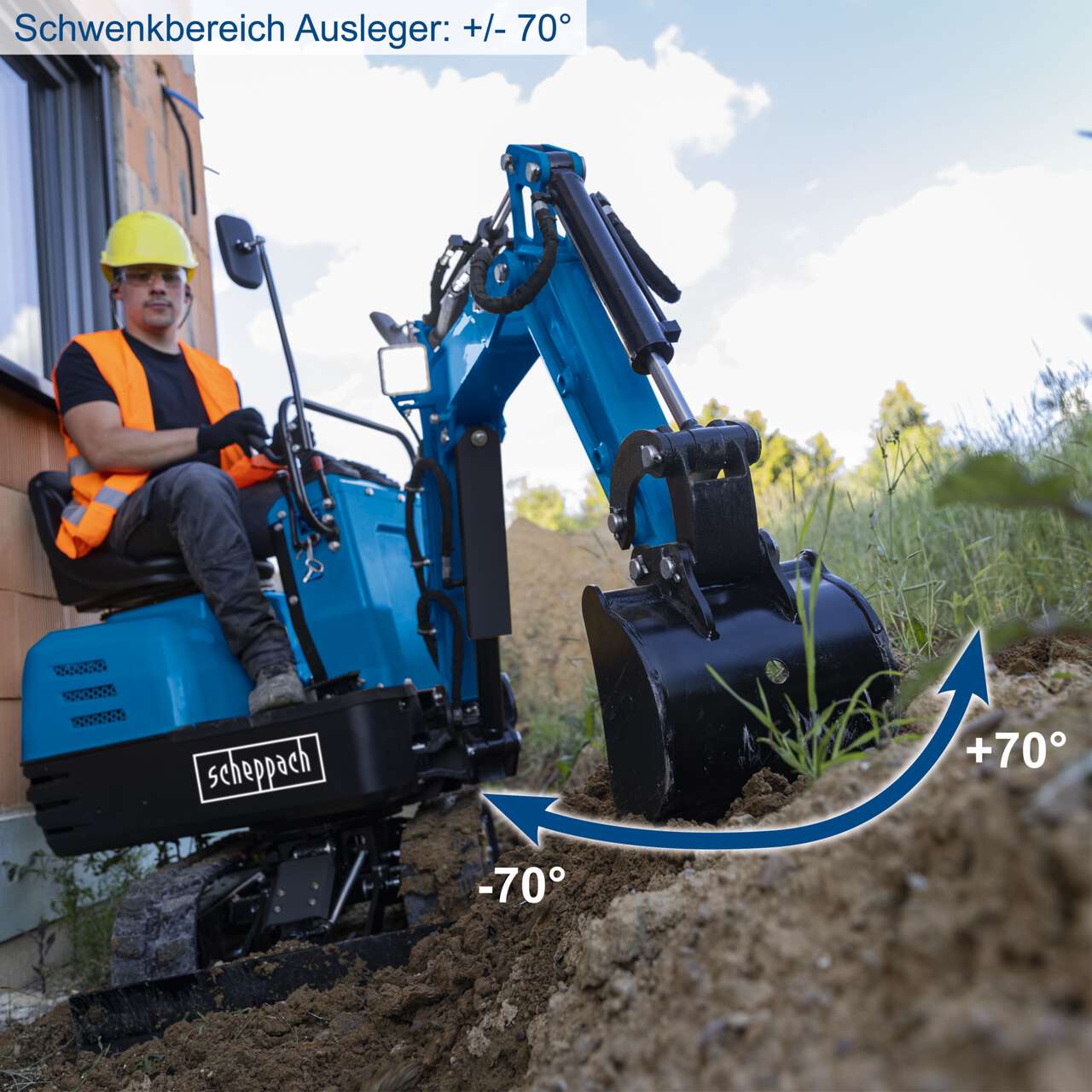 Benzin Mini Bagger EXC815 Scheppach + 2 Zubehörteile