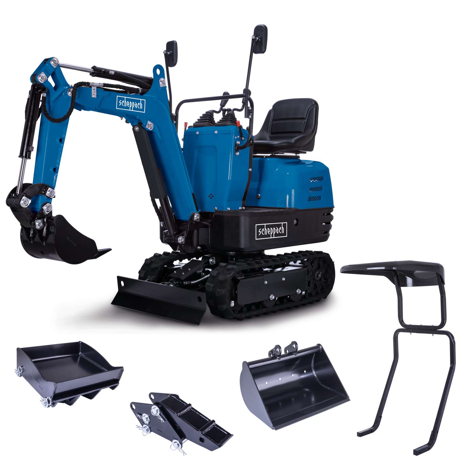 Benzin Mini-Bagger MB850 Scheppach + 4 Zubehörteile