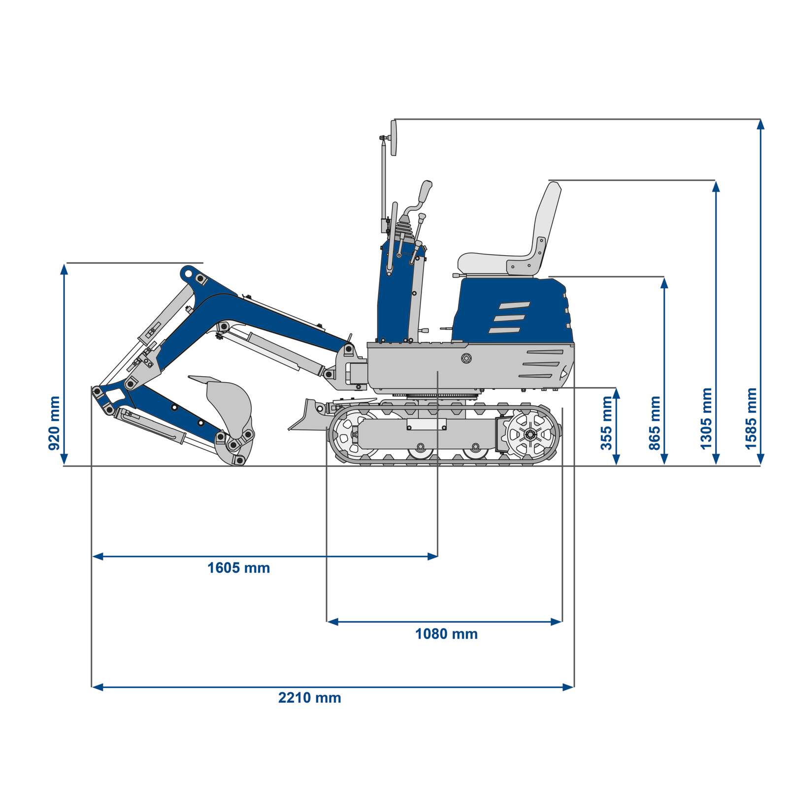 Benzin Mini-Bagger MB850 Scheppach + 4 Zubehörteile